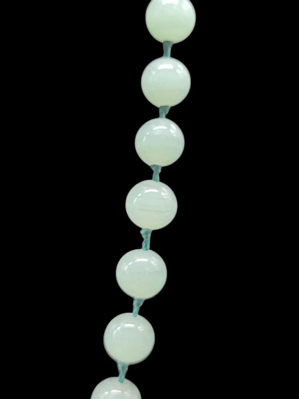 Vintage Les Bernard Signed Jade Bead Necklace Hand Knotted Barrel Clasp 34" - Picture 4 of 12